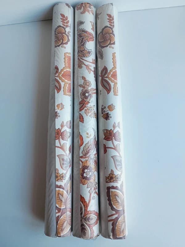 Lot 3 rouleaux papier peint floral années 70