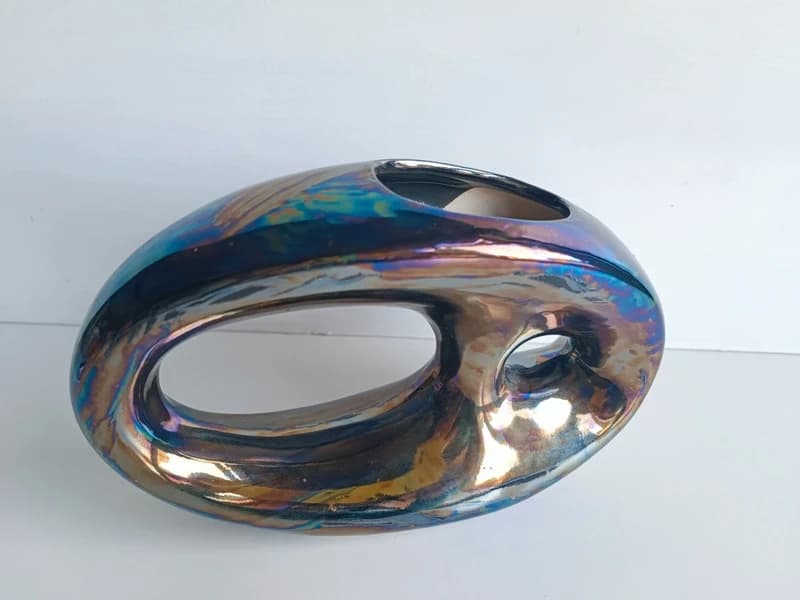 Vase sculpture vintage Verceram Forme libre irisée Années 50/60