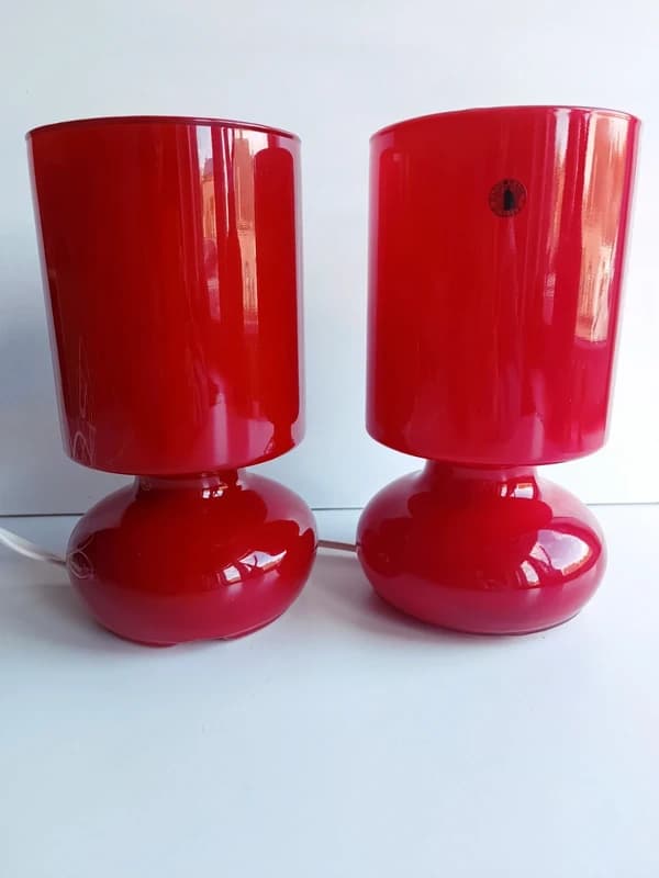 Lot de 2 lampes Ikea Lykta en verre rouge